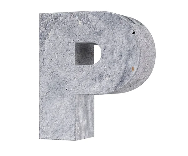 Büyük harf - beyaz arka plan üzerinde izole P beton. 3D render illüstrasyon