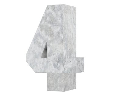 3D render beton sayı 4 dört. 3D render illüstrasyon.