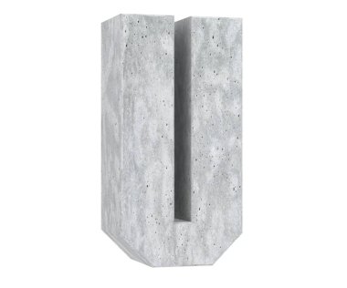 Büyük harf - beyaz arka plan üzerinde izole U beton. 3D render illüstrasyon