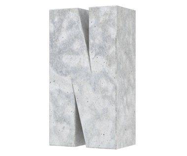 Büyük harf - beyaz arka plan üzerinde izole N Beton. 3D render illüstrasyon