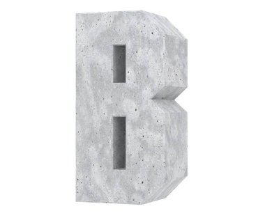 Büyük harf - beyaz arka plan üzerinde izole B beton. 3D render illüstrasyon