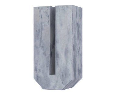 Büyük harf - beyaz arka plan üzerinde izole U beton. 3D render illüstrasyon