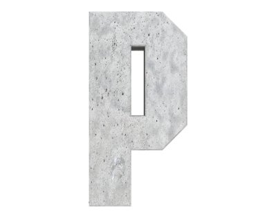 Büyük harf - beyaz arka plan üzerinde izole P beton. 3D render illüstrasyon