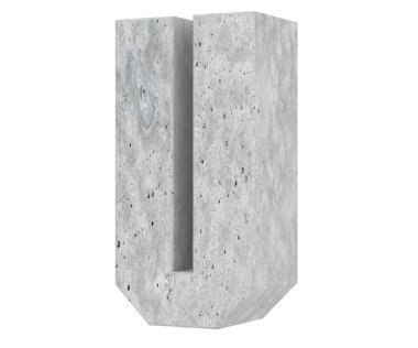 Büyük harf - beyaz arka plan üzerinde izole U beton. 3D render illüstrasyon