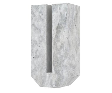 Büyük harf - beyaz arka plan üzerinde izole U beton. 3D render illüstrasyon