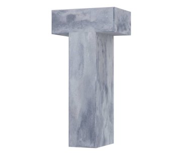 Büyük harf - beyaz arka plan üzerinde izole T beton. 3D render illüstrasyon