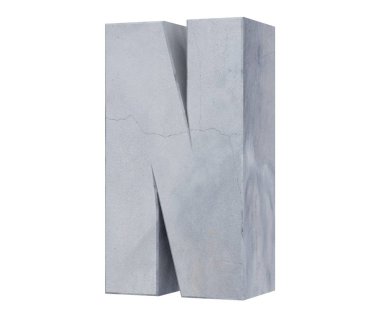 Büyük harf - beyaz arka plan üzerinde izole N Beton. 3D render illüstrasyon