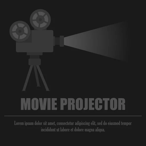 Proyector Película Gris Ilustración Del Vector Fondo Negro — Vector de stock