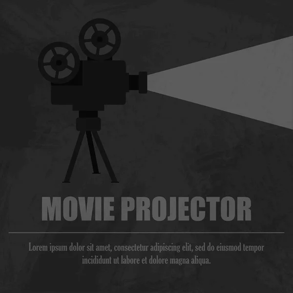 Projecteur Film Rétro Sur Fond Jaune Illustration Vectorielle Plate — Image vectorielle