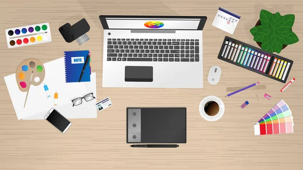 İşyeri ofis işçi, tasarımcı. Vektör arka plan