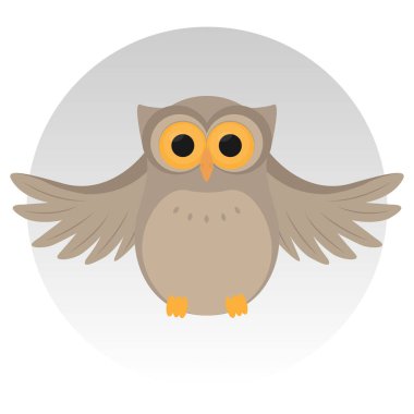 Güzel baykuş, sit, gri arka plan vektör çizim