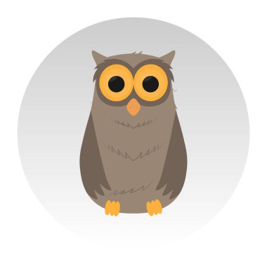 Güzel baykuş, sit, gri arka plan vektör çizim