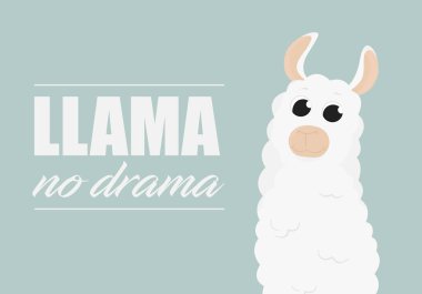 Çizgi film Lama. Şirin lama. Alpaka. Renkli arka plan üzerinde kartı. Vektör Illuatration