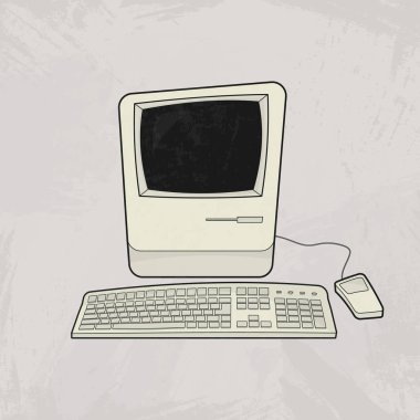 Eski kişisel bilgisayar vektör çizim eps10, retro