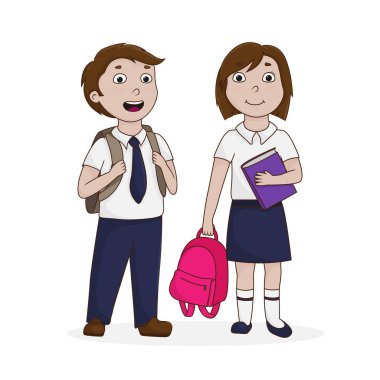 Okul çocukları çizgi film vektör çizim çizimi