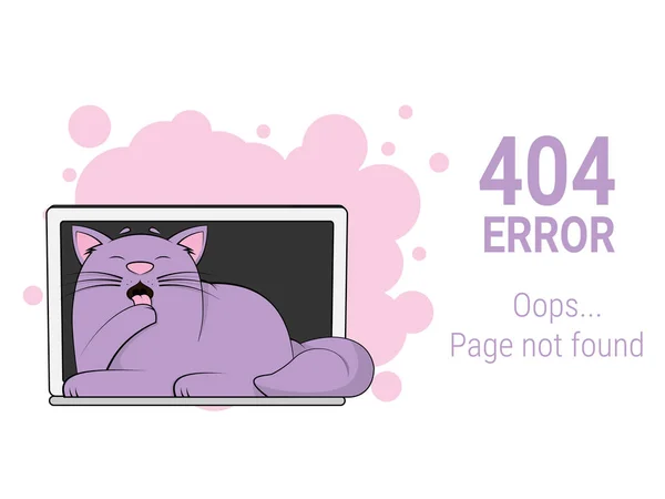 404 hata sayfası bulunamadı. Şişko laptop vektör çizim karikatür kedi