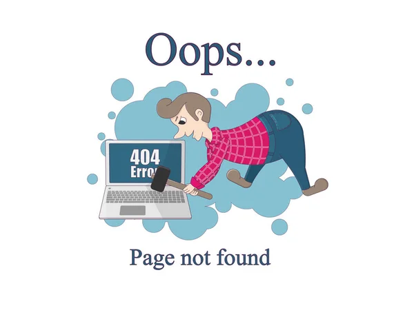 Une Personne Maléfique Casse Ordinateur Cause Une Erreur Erreur 404 — Image vectorielle