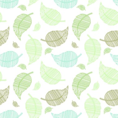 yeşil yaprak beyaz arka plan mehendi deseni desen sanat. Vektör çizim