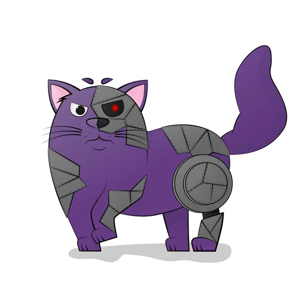 Vektör şirin farklı kedi çizgi film görüntüleri. Robot kedi. Pet vektör çizim