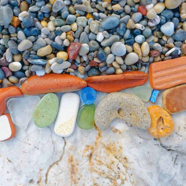 Summer Background Colorful Remains Polished Sea Beach — Stock Photo, Image