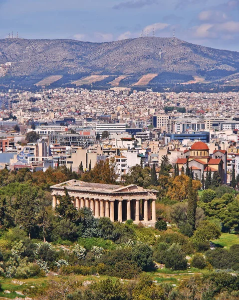 Görögország Héphaisztosz Vulcan Templom Athéni Utca Városrészlet — Stock Fotó