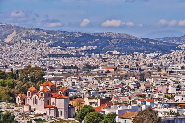 Griechenland Marei Agia Marina Kirche Und Athener Stadtbild — Stockfoto