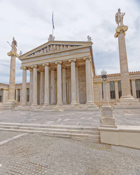 Atenas Grecia Academia Nacional Con Estatuas Atenea Apolo —  Fotos de Stock