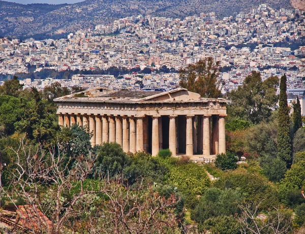 Griechenland Hephaistos Vulkanischer Tempel Und Athener Stadtbild — Stockfoto