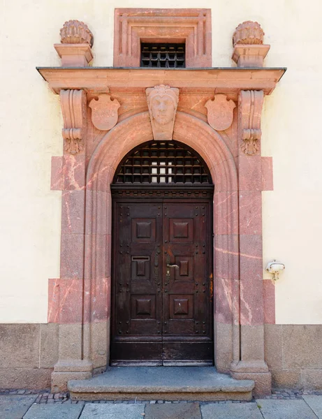 Porta Marrone Vintage Legno Halle Der Saale Germania — Foto Stock