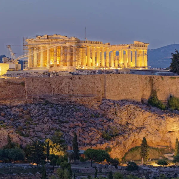 Αθήνα Παρθενώνα Και Ακρόπολη Γραφική Θέα — Φωτογραφία Αρχείου