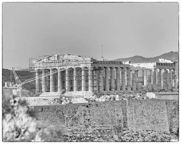 Ateny Grecja Partenonu Starożytnej Świątyni Wzgórzu Akropol Filtr Sztuki Czarno — Zdjęcie stockowe