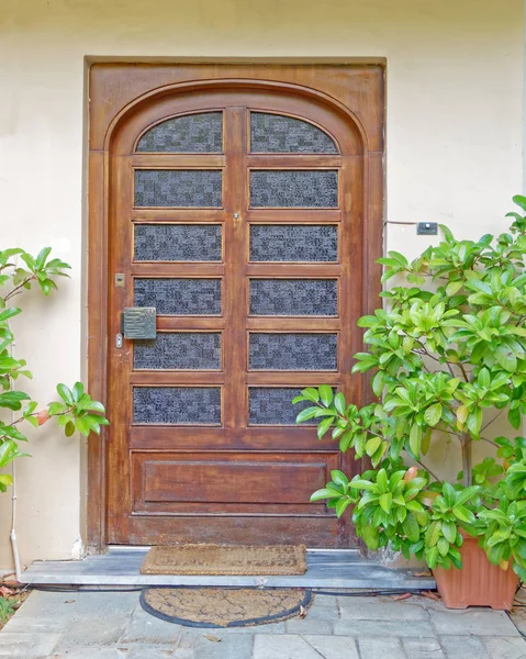 Entrada Casa Elegante Porta Madeira — Fotografia de Stock