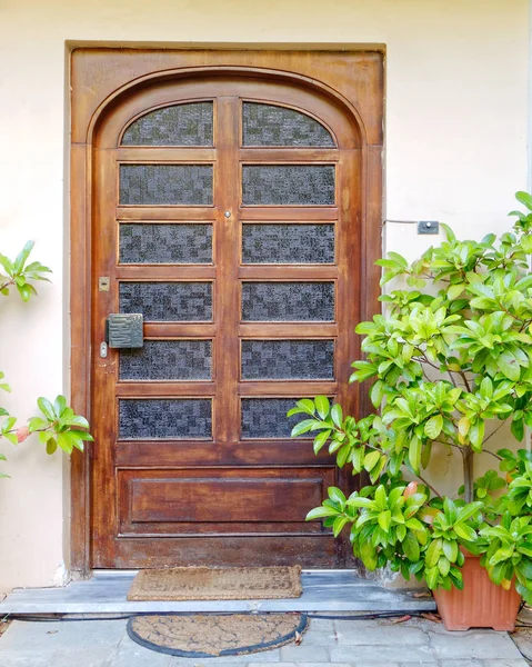 Elegant House Entrance Wooden Door — Stock Photo, Image