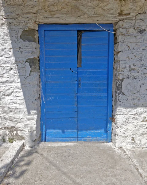 Griechenland Lebhaftes Blaues Türdetail — Stockfoto