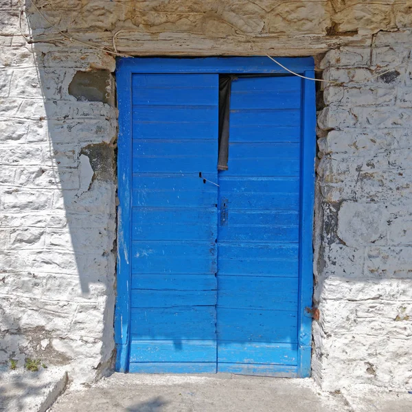 Grécia Vibrante Detalhe Porta Azul — Fotografia de Stock