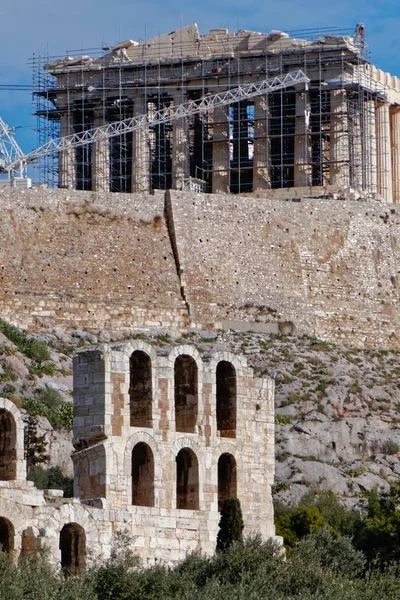 Partenón Antiguo Templo Colina Acrópolis Atenas Grecia — Foto de Stock