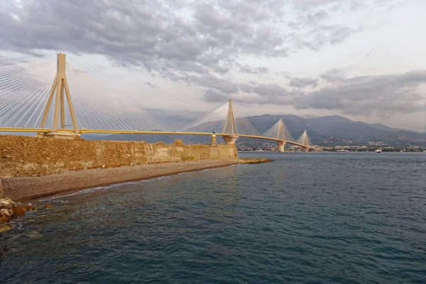 Grekland Rio Antirion Upphängd Bridge — Stockfoto