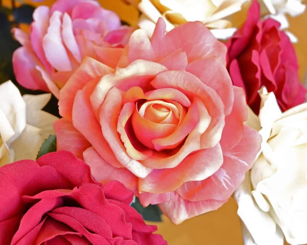 Colorido Falso Rosa Flores Vista Superior — Foto de Stock