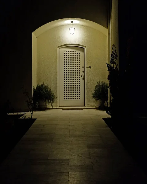 Elegant House Entrance Night View Athens Greece — Stock Photo, Image