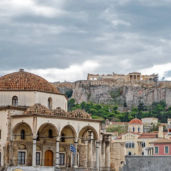 Nuages Sur Athènes Grèce Mosquée Tzistarakis Sur Place Monastiraki Sous Photos De Stock Libres De Droits