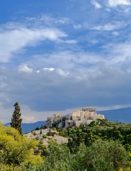 雅典希腊 部分埃农古寺在明日阴天下卫城 — 图库照片