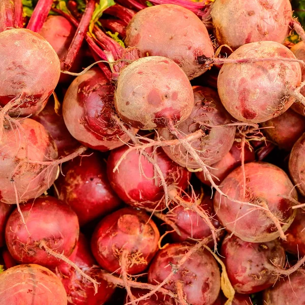 Organic Beets Closeup Top View Food Background — Stock Photo, Image