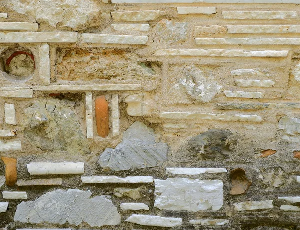 Nietypowe Kształty Losowe Kamień Ściany Zbliżenie — Zdjęcie stockowe