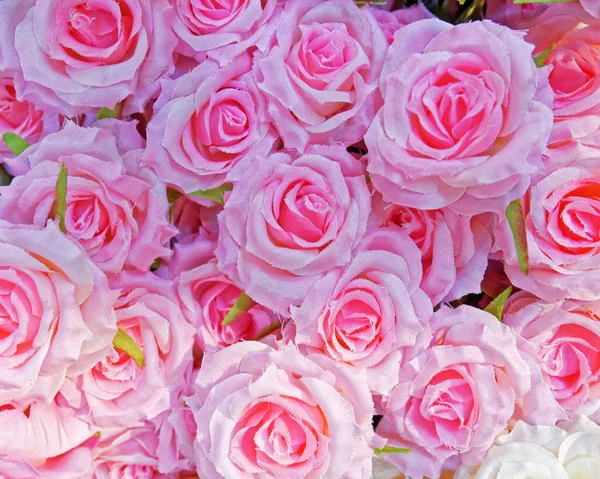 Rosa Gefälschte Rosen Nahaufnahme Farbenfroher Hintergrund — Stockfoto