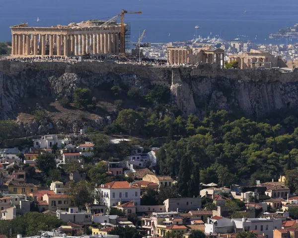 Atenas Greece Parthenon Vista Norte Colina Acropolis — Fotografia de Stock