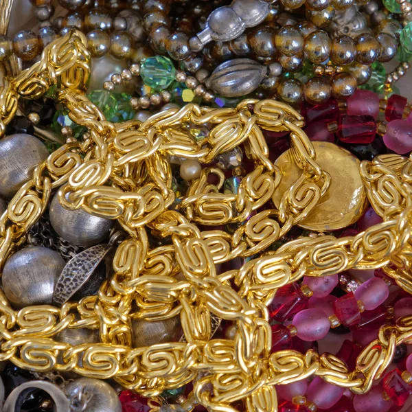 Oro Colorido Joyería Perlas Vista Superior — Foto de Stock