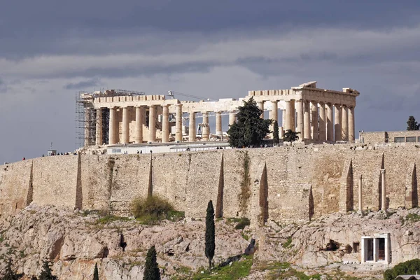 Atene Partenone Antico Tempio Greco Sulla Collina Dell Acropoli — Foto Stock