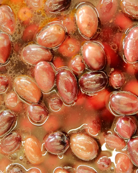 Red Olives Brine Top View — Stock Photo, Image