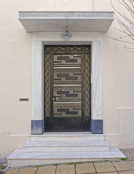 Grecia Atene Centro Elegante Ingresso Condominiale Porta Metallica — Foto Stock