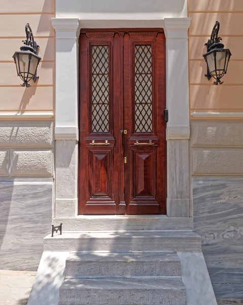 Vintage House Solid Wooden Entrance Door Steps — Stock Photo, Image